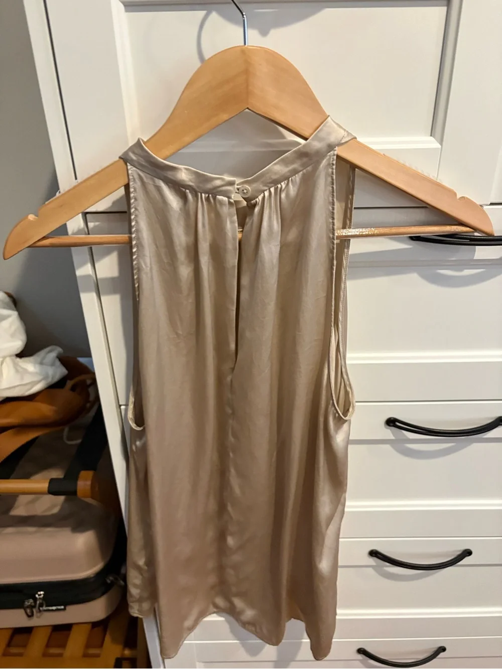 Quince washable Silk Halter Top in Champagne Soft Pink/Ivory Size Large - Picture 6 of 12